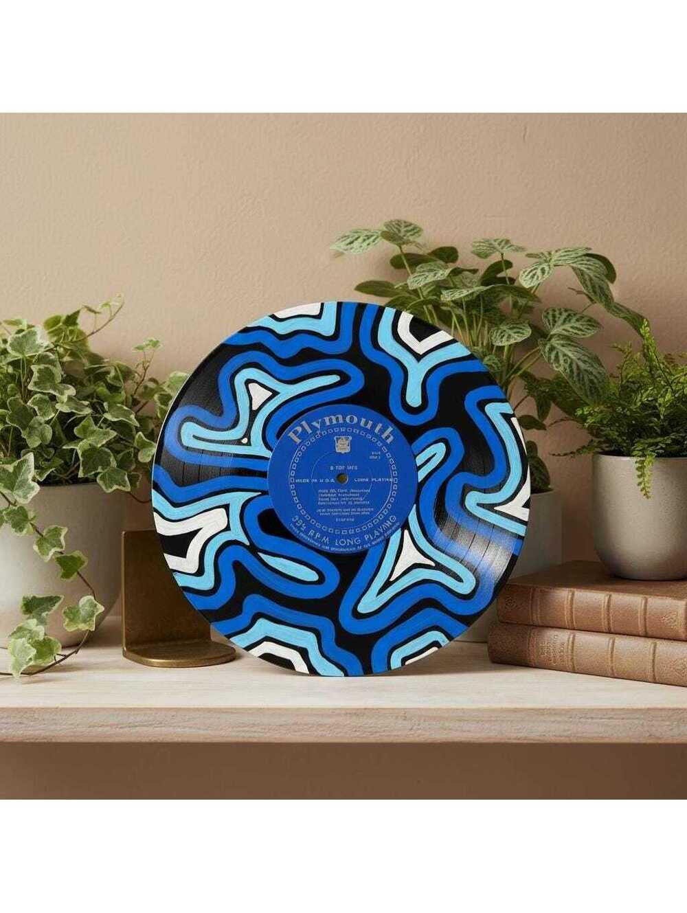 Hand Painted Abstract Vinyl Record Art – Hand-Painted 10x10” Wall Decor